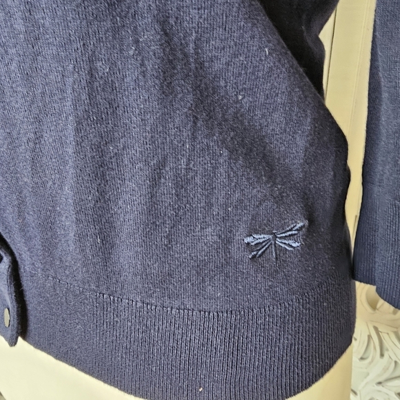 Talbots Navy Pima Cotton Button Front Cardigan Sweater Size M - Picture 3 of 10